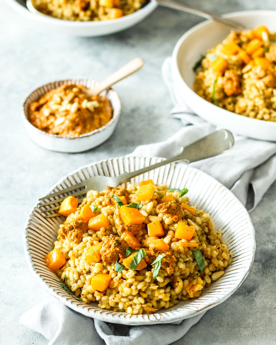Butternut Squash and Red Pepper Pesto Pearl Barley Risotto Ninja Kitchen